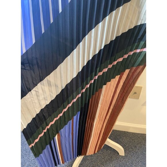 Delfi Collective Mara Kaftan Dress Pleated Blue Gray Pink Green Stripe One Size - Picture 3 of 6